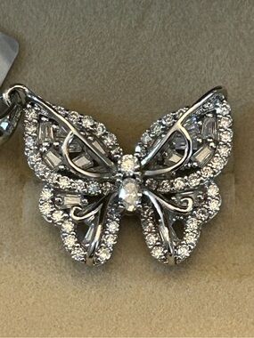 2.00CTW Mixed Cuts Moissanite Butterfly 🦋 925 Sterling Silver Pendant Necklace